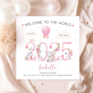 Baby Girl Card, Baby daughter card, Welcome to the world, New baby gift image 3