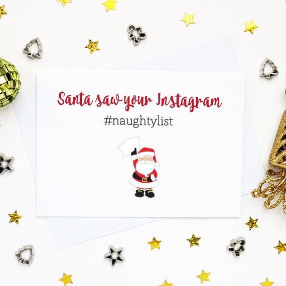 Funny Instagram Christmas Card Hashtag Funny Card Naughty | Etsy