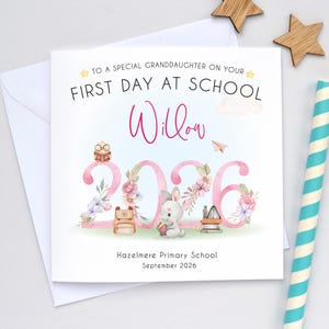 Granddaughter First day of school card, Starting School, Good luck New School, Daughter 1st day at school