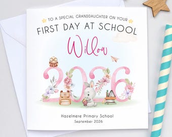 Granddaughter First day of school card, Starting School, Good luck New School, Daughter 1st day at school