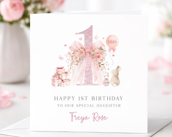 Personalised First Birthday card Daughter, 1st Birthday Granddaughter, Niece,