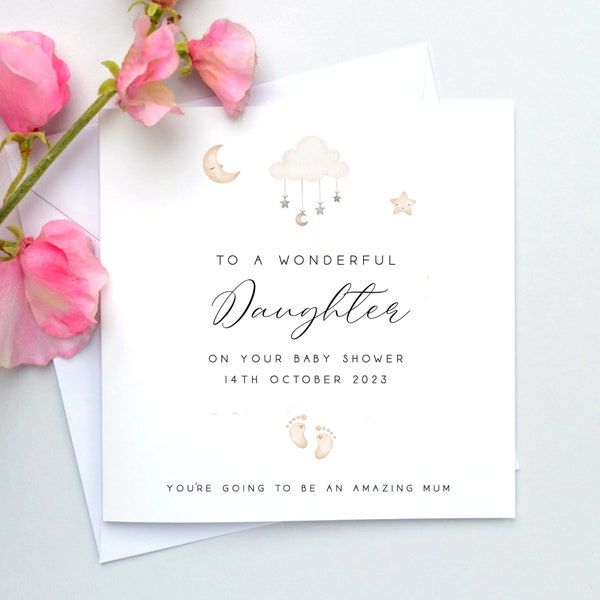 Daughter Baby shower card, Mummy to be, Pregnancy congratulations card, New baby card, Granddaughter, Sister, Baby shower gift