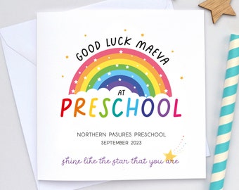 First Day of Preschool card, Good luck at preschool, New school, Back to school, Starting school, 1st Day at preschool card