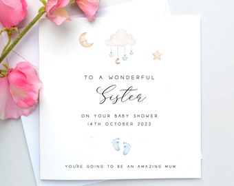 Sister Baby shower card, Mummy to be, Pregnancy congratulations card, New baby card, Granddaughter, Daughter, Baby shower gift