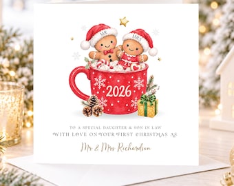 Personalised Mr & Mrs 1st Christmas, First Christmas Married Card, Daughter and Son in Law married Couple