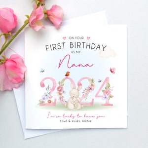 Happy 1st birthday as my nanny, Nanny birthday card, Birthday card nanny, Nanny 1st birthday card, Nana, Nanna, Nannie, Nan image 3