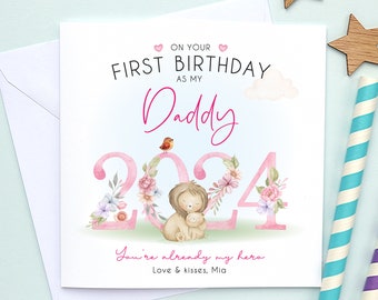 1st birthday as my daddy card, happy First birthday as my daddy, First Birthday card for dad, Card from baby girl