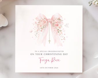 Personalised Christening Card for Granddaughter, Daughter Baptism Card, Goddaughter Naming Day, Niece Baptism