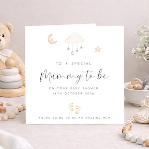 Baby shower card, Mummy to be, Pregnancy congratulations card, New baby card, Baby shower gift image 1