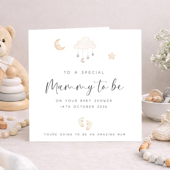Baby shower card, Mummy to be, Pregnancy congratulations card, New baby card, Baby shower gift