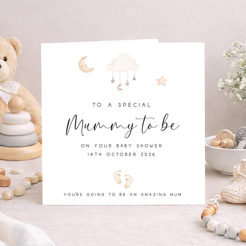 Baby shower card, Mummy to be, Pregnancy congratulations card, New baby card, Baby shower gift image 1
