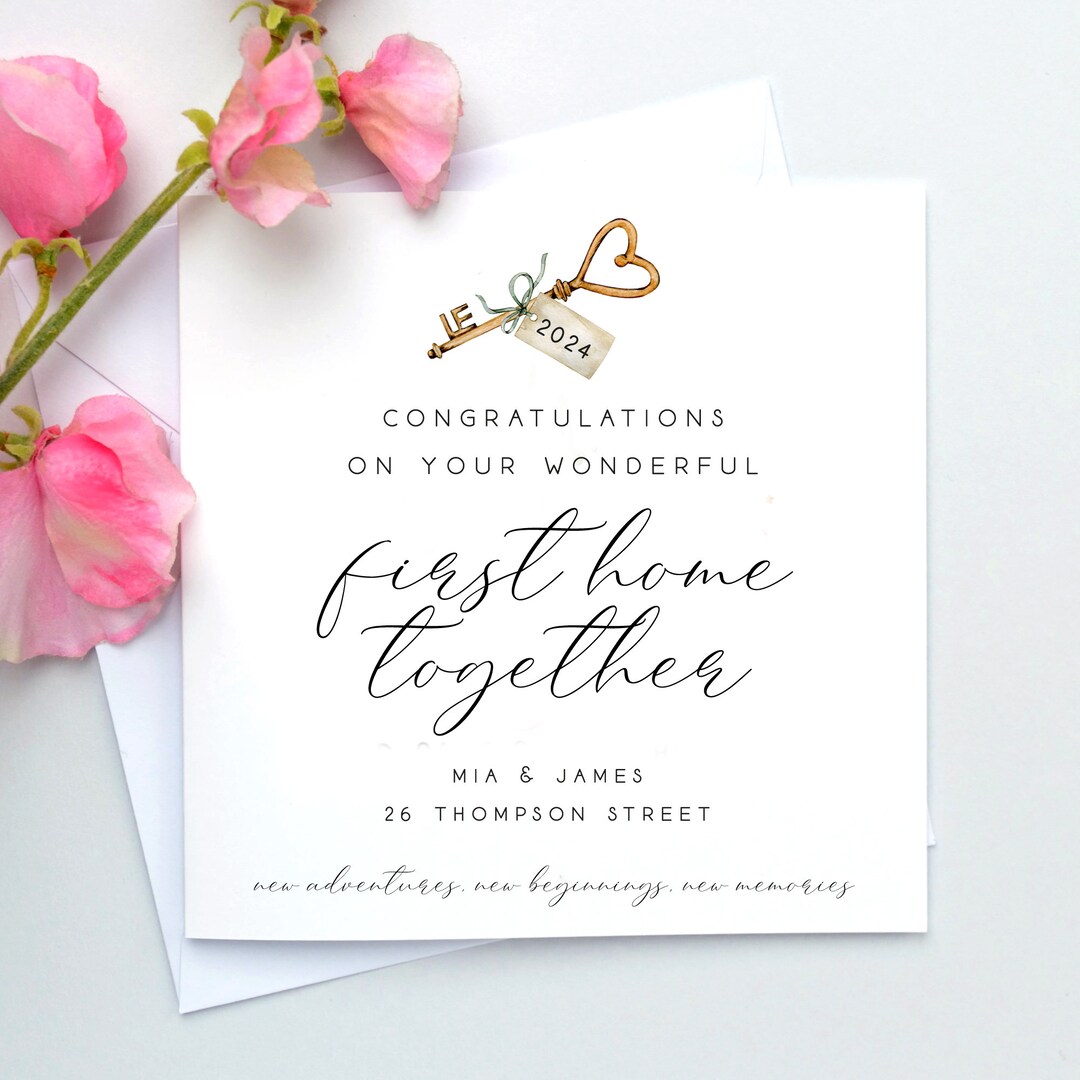 Personalised New Home Card – Housewarming Greeting With Couples' Names & Date, Handmade UK