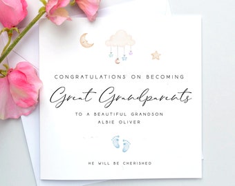 Personalised New Great Grandparents Card, Personalised New Grandparent Card, Congratulations on becoming grandparents card