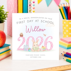 Granddaughter First day of school card, Starting School, Good luck New School, Daughter 1st day at school