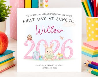 Granddaughter First day of school card, Starting School, Good luck New School, Daughter 1st day at school