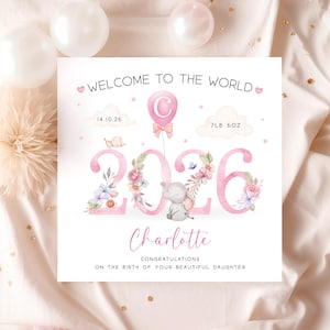 Baby Girl Card, Baby daughter card, Welcome to the world, New baby gift image 2