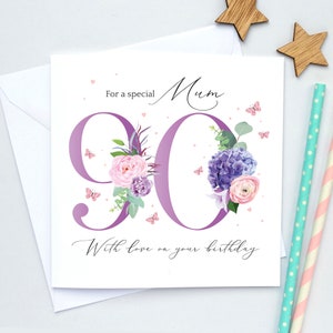 Happy 90th Birthday Card Mum, 90th Card Nan, 90th Birthday Grandma, Wife, Sister, Auntie, Friend