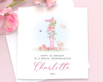 Granddaughter 1st birthday card, 1st birthday card, Daughter, 1st birthday girl, Personalised card, Niece, Goddaughter, Birthday gift