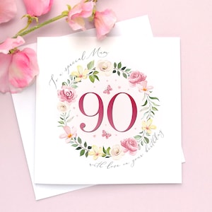 90th Birthday Card Mum, 90th Card Nan, 90th Birthday Grandma, Wife, Sister, Auntie, Friend