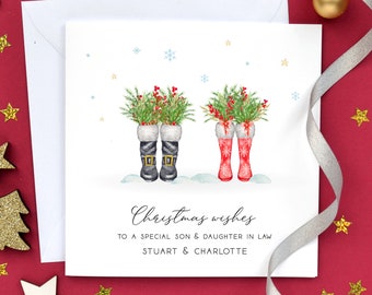 Personalised Son and Daughter in Law Christmas card, Christmas Card for Special Couple, Daughter and Son in Law, Boyfriend, Girlfriend