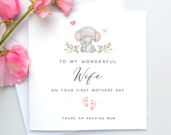 Wife First Mothers day, 1st Mothers Day as a Mummy, Card from baby, Mothers day card for wife