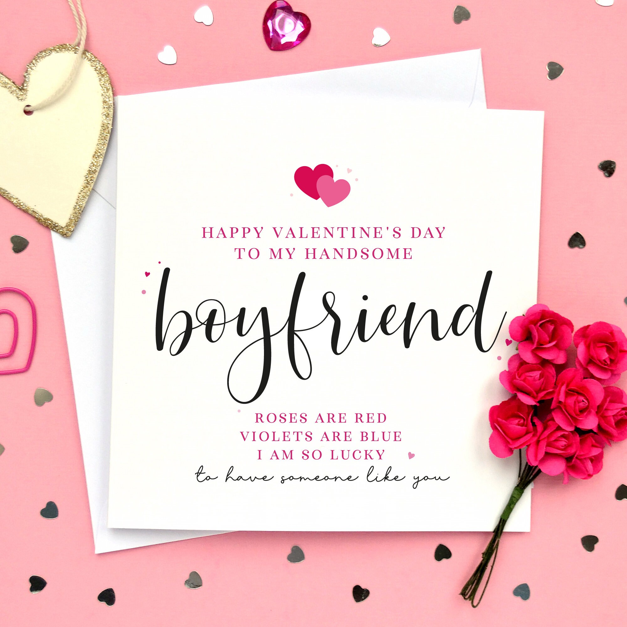 Happy Valentines Day For Him Happy Valentine's Day To My Handsome Boyfriend Valentines | Etsy Ireland