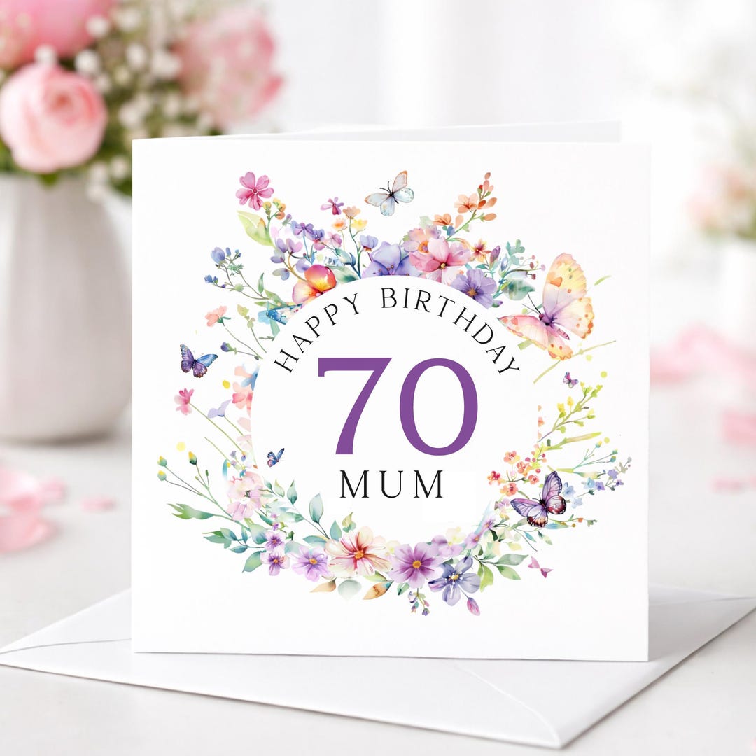 70th Birthday Card Mum, Personalised for Her, Nana, Grandma, Any Name ...