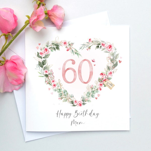 Personalised 60th birthday card for her, Mum, Nana, Grandma, Any name, Any relation, Birthday card for women