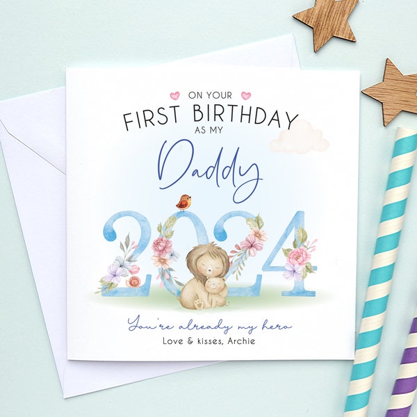 2024 First birthday as a daddy, 1st Birthday as my daddy card, First Birthday card for dad, Twins Daddy Birthday card