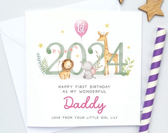 Happy Birthday Daddy, Daddy birthday card, 1st birthday as daddy, first birthday as my daddy, Twins daddy birthday card, Card from daughter