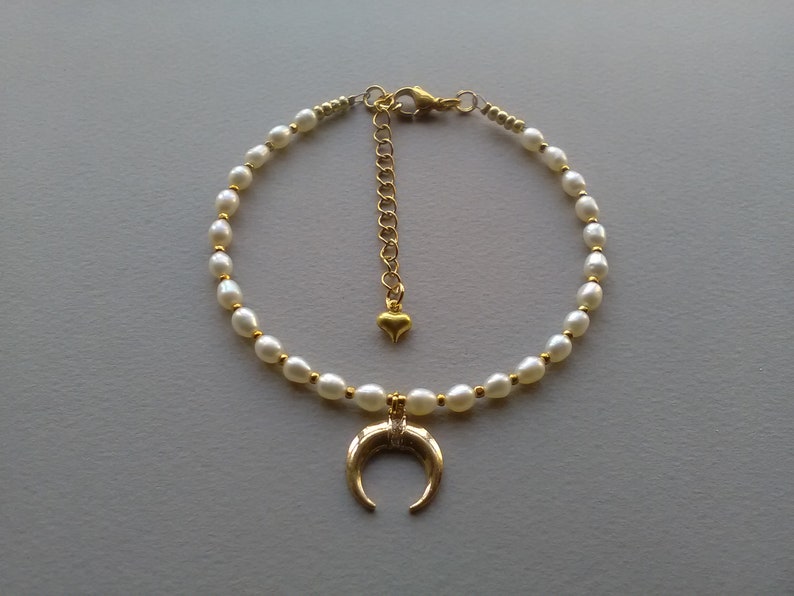 anklet celestial anklet moon anklet bridal anklet Fresh water pearl anklet bohemian anklet anklet for girls women beach bride anklet