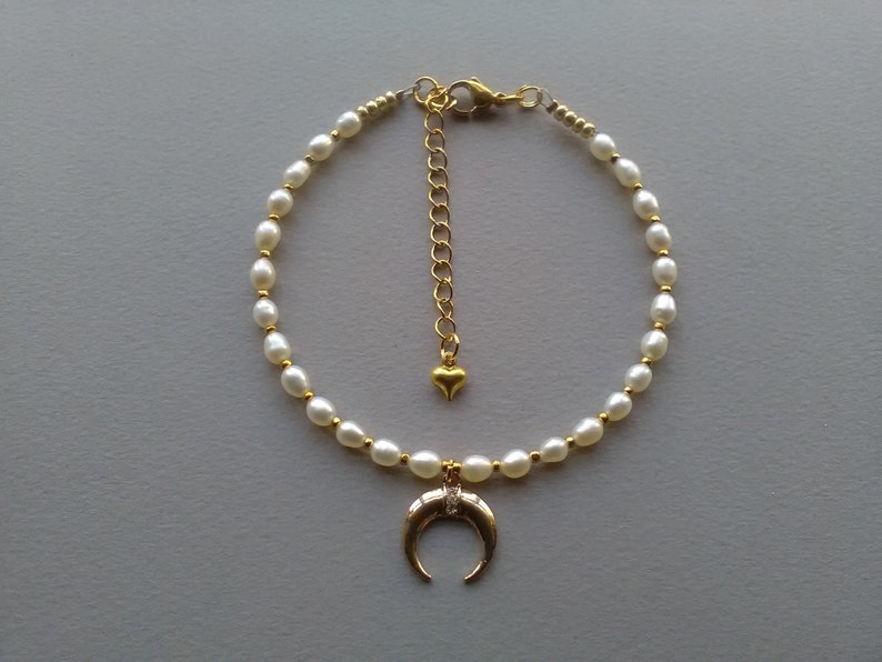 anklet celestial anklet moon anklet bridal anklet Fresh water pearl anklet bohemian anklet anklet for girls women beach bride anklet