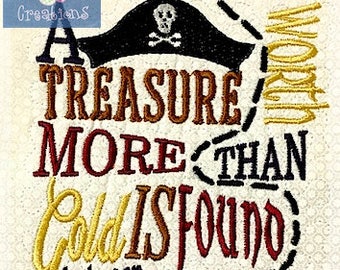 Pirate Subway Embroidery Saying, Pirate Pocket Pillow Saying, Reading Pillow Saying
