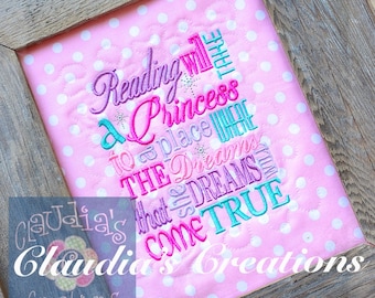 Princess Subway Embroidery Saying, Princess Reading Pillow Saying, Princess Pocket Pillow Verse