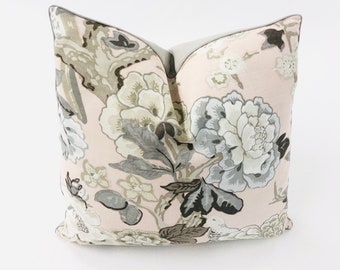 Schumacher Bermuda Blossoms Pillow Cover — Floral Designer Throw Pillowcase