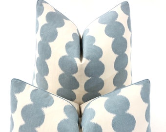 Schumacher, Full Circle in Sky, Decorative High End Pillow Covers, // MADE TO ORDER // Designer Fabrics