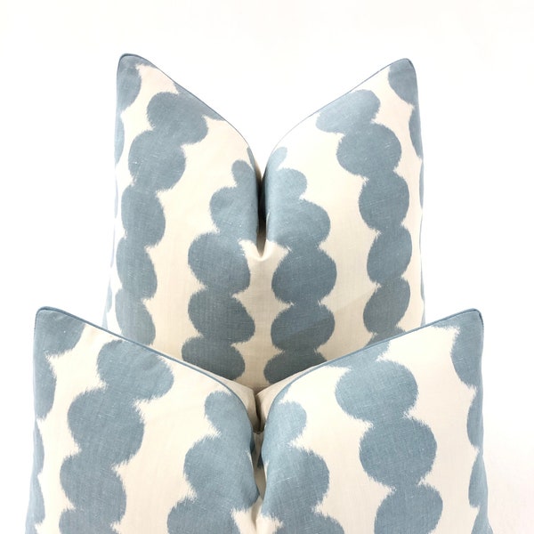 Schumacher, Full Circle in Sky, Decorative High End Pillow Covers, // MADE TO ORDER // Designer Fabrics