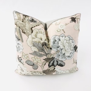 Pillow Cover, Schumacher, Bermuda Blossoms in Blush Pillow Cover, Decorative High End Pillow Covers, Designer Fabrics Pillow Cover