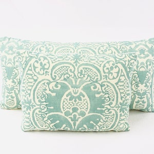 Quadrille Veneto Teal, Decorative High End Pillow Covers, Designer Fabrics