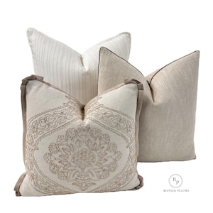 High End Kissen-Kombinations-Set | Zeitloses Embroidery Kissen Set | Dekoratives 3er Kissenbezüge Set | Kissensets | Klassische Kissen