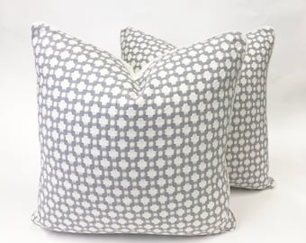 Schumacher Betwixt Cotton Geometric Pillow Cover | Modern Designer Throw Pillow