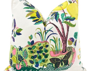 Schumacher Floral Fruit Designer Fabric – Citrus Garden Pillow Cover