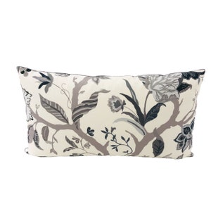 Pillow Cover, Exclusive Design by Aerin for Lee Jofa  Flowers in Gray Pillow Covers, Decorative High End Pillow Covers, Designer Fabrics