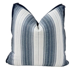 Pillow Cover Stripes on Blue and White  Pillow Cover, , Custom Decorative High End Pillow Covers