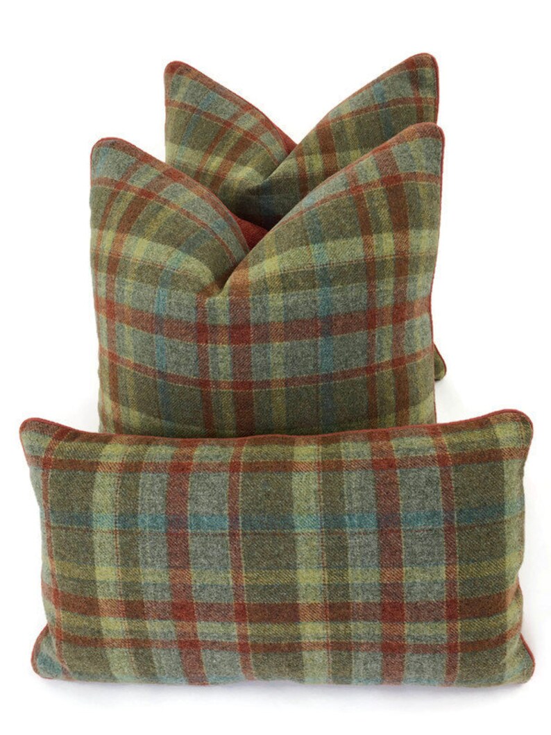 Decorative High End Pillow Covers 20x12 Designer Pillow Covers 20x20 Plaid 100/% Wool and Linen PIllows Wool Pillow Cover