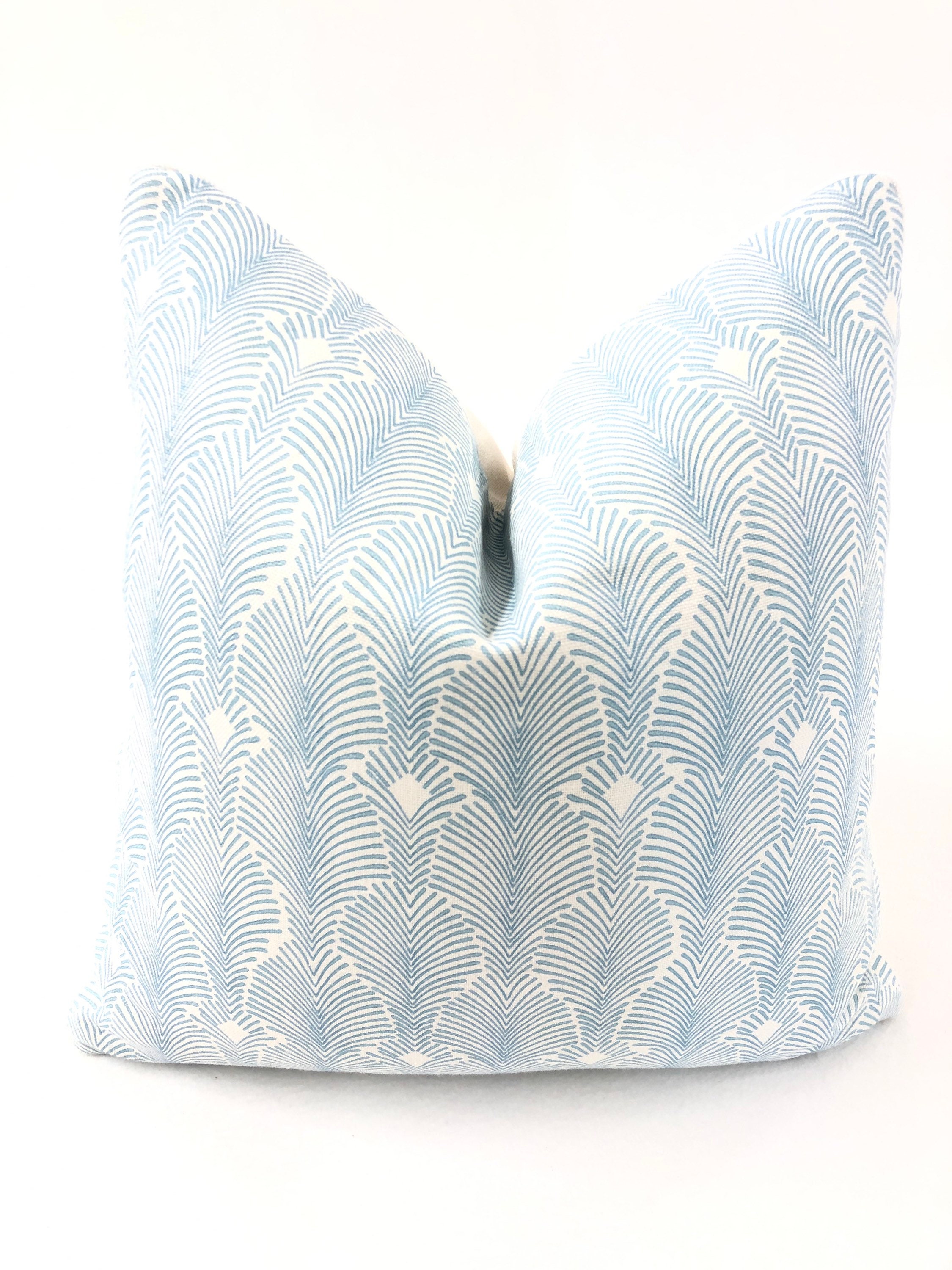 Isobel - Deco Stripe in Buttery Blue Pillow Cover //Made to Order// Decorative High End Pillow Covers, Designer Fabrics