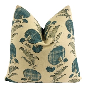 Michael S. Smith / Jasper - Indian Flower in Turquoise - Pillow Cover// MADE TO ORDER// Designer Fabric, High-End Designer Throw Pillow