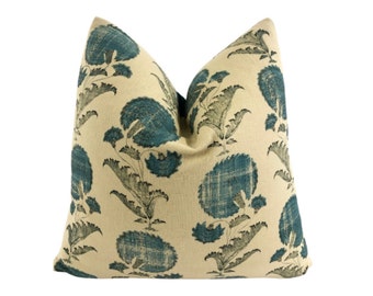 Michael S. Smith / Jasper - Indian Flower in Turquoise - Pillow Cover// MADE TO ORDER// Designer Fabric, High-End Designer Throw Pillow