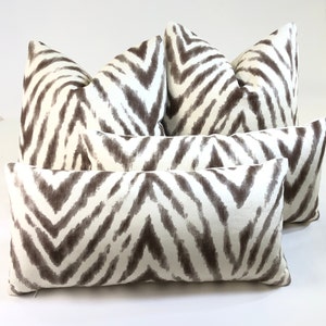 Robert Allen Duralee Espresso Zebra Print, Decorative High End Pillow Covers, Designer Fabrics, Accent Throw Pillow & Cushion Cover
