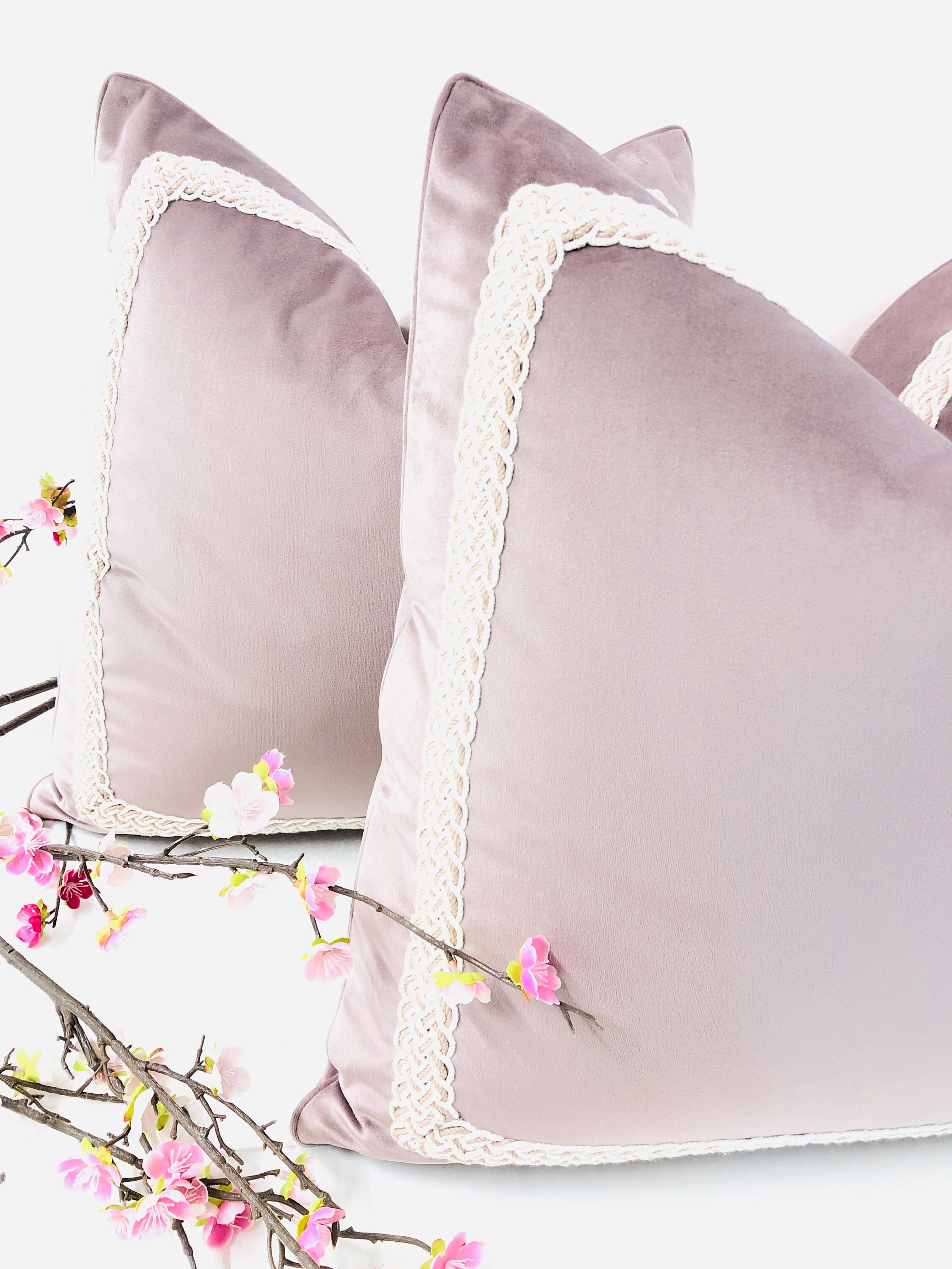 Dusty Rose Plush Velvet Pillow, Decorative High End Pillow Covers ...